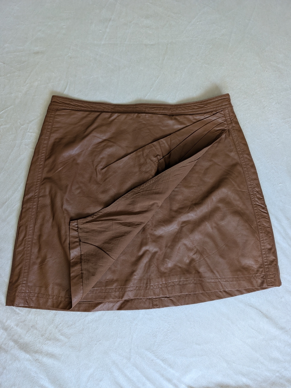 Free People Brown Faux Leather Mini Skirt